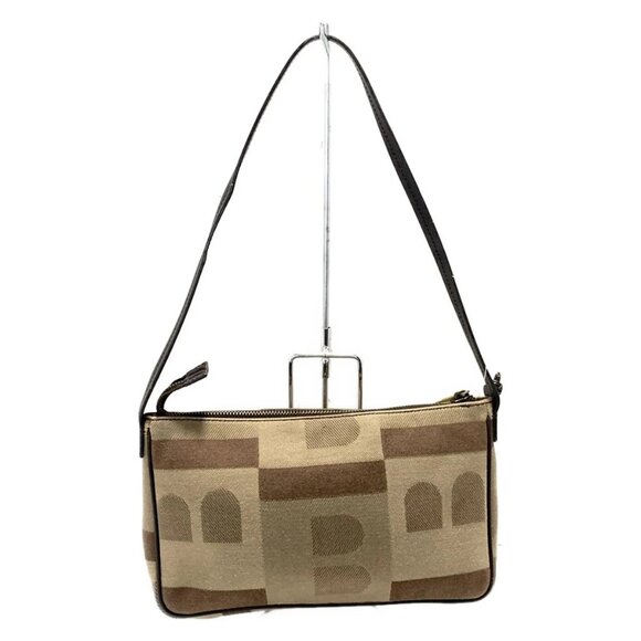 Auth BALLY - Dark Brown Beige Multi Jacquard Leather Shoulder Bag - Picture 2 of 8